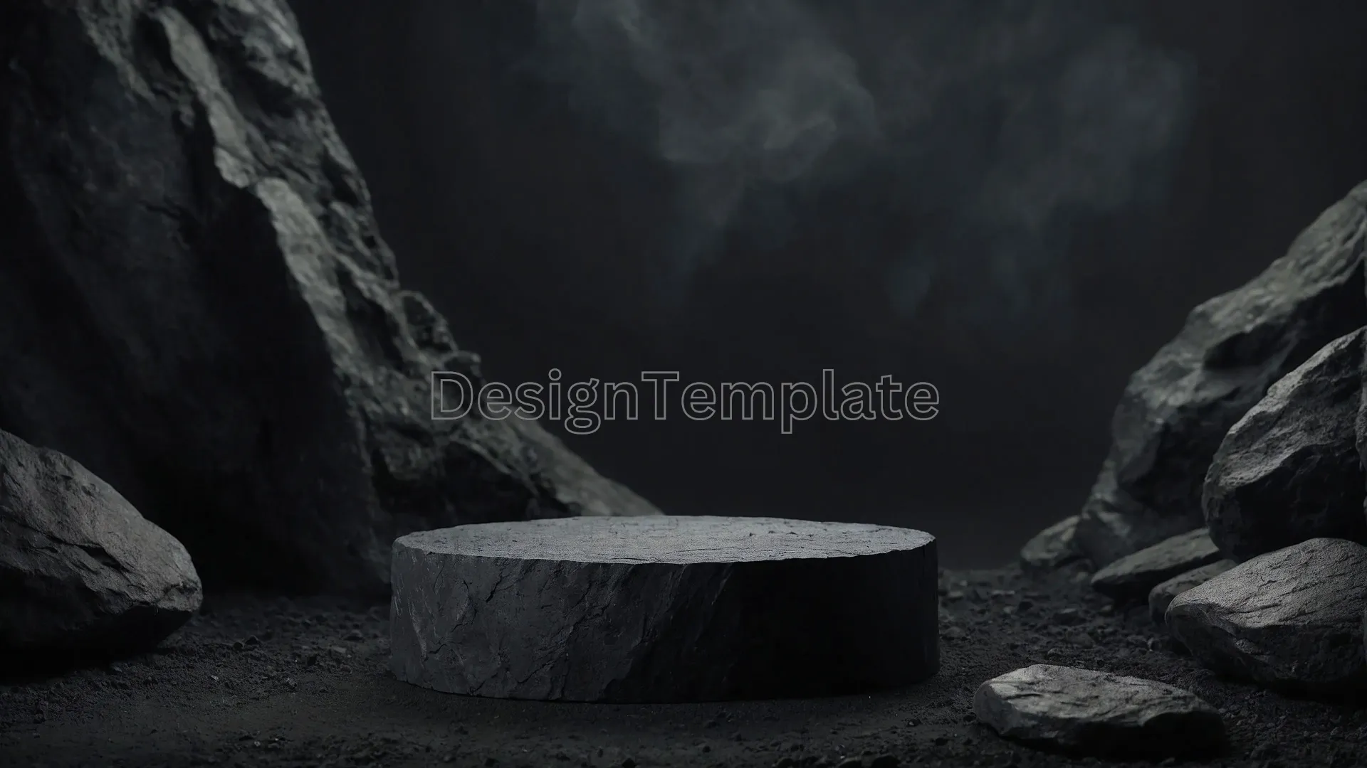 Modern Charcoal Rock Shape Circle Podium PNG for Design Projects image